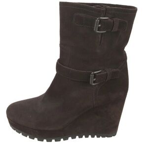 Prada brown suede wedge boot size 8